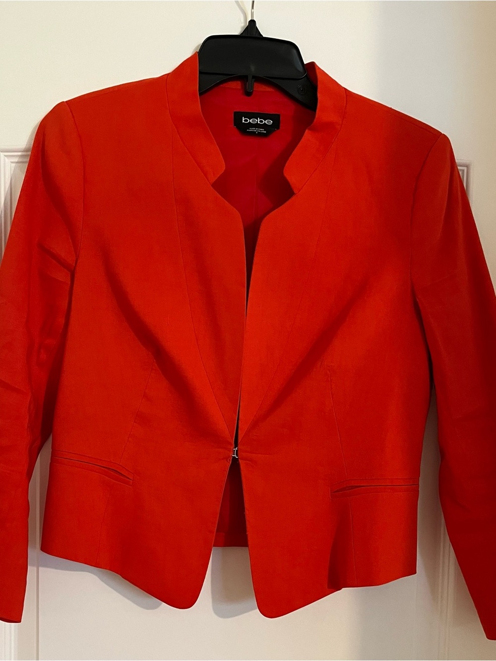 bebe Red Cropped Open-Front Blazer
